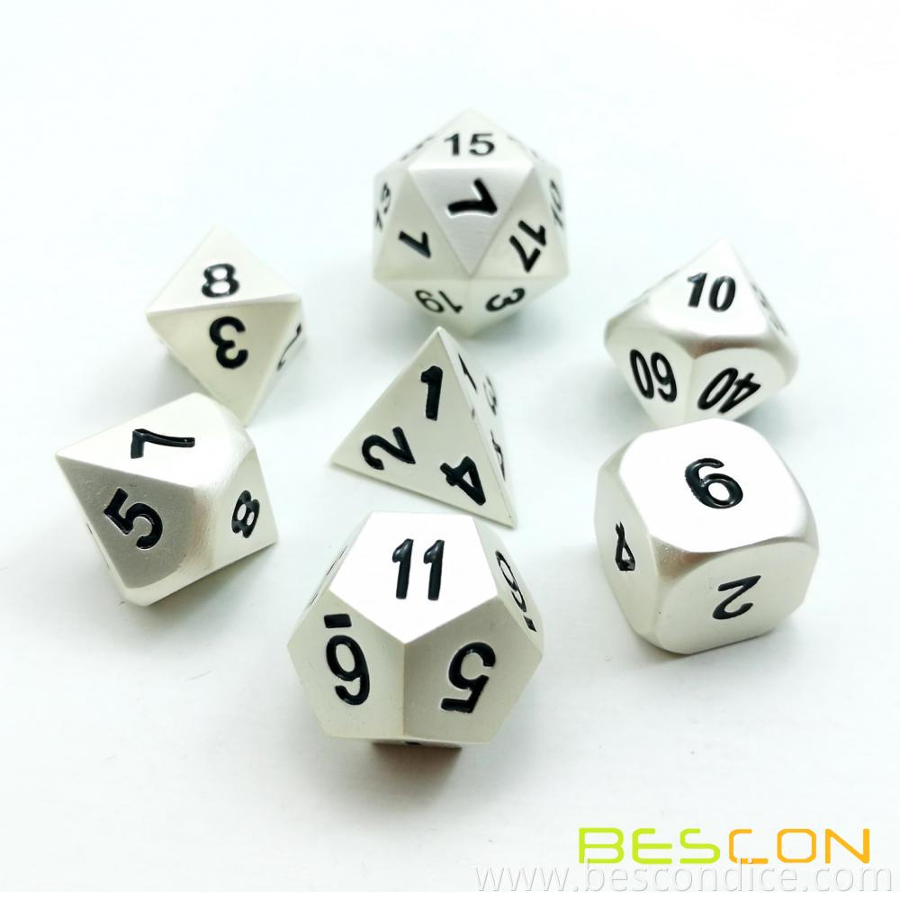 Matt Silver Solid Metal Rpg Dice Set 1 Matt Silver Solid Metal Rpg Dice Set 1